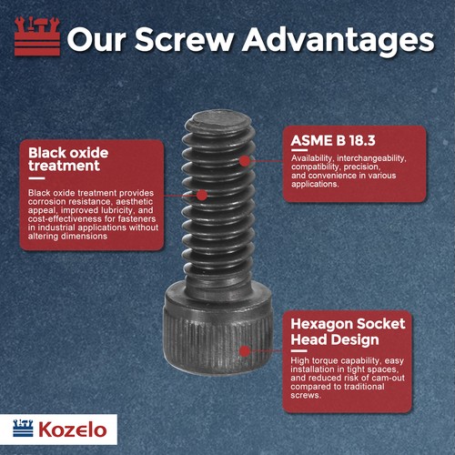 100 Stck. #8-32 Zylinderschrauben mit Innensechskant Schraubenmutter-Set, legierter Stahl - Bild 3 von 7