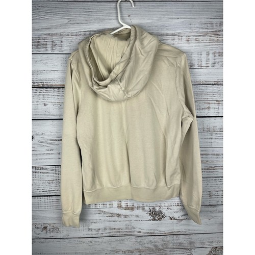 Nike Cream Small Logo Funnel Neck Hoodie Women Medium Athletic Lounge Athleisure - Picture 2 of 8