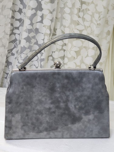 MCM Marbled gray patent leather clutch handbag purse 1960s - Picture 2 of 17