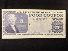 USDA Food Stamp Coupon $5 Series 1994 B (K) SPC1644