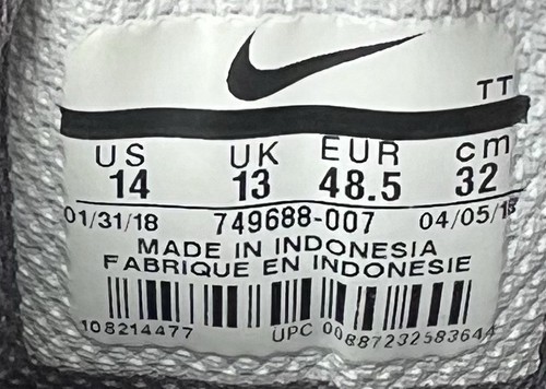 Nike Air Max Invigor Print Sneaker Grigio 749688-007 Uomo Taglia 14 Usate - Foto 2 di 18