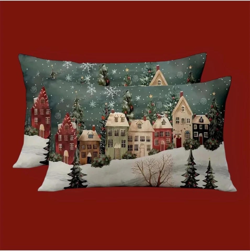 Funda de almohada de lujo inspirada en Pottery Barn 45x45 cm en elegante verde navideño Foto 2 de 4