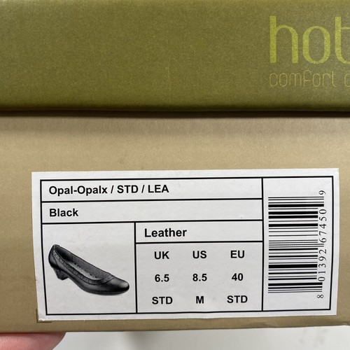 Hotter Opal Black Leather Shoes Court Heel Work Office Size 6.5 New - Picture 7 of 7