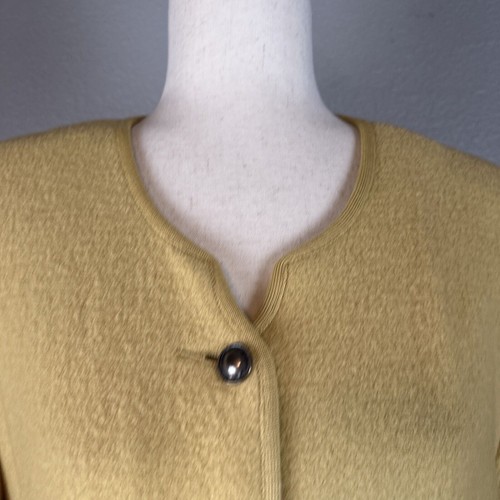 Geiger Austria Womens Boiled Wool Sweater Jacket Size 44 L/XL Gold Yellow Pocket - Picture 4 of 10