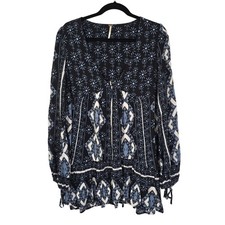 Free People Down By The Bay Mini Dress Top Women's S Blue Boho Chic Whimsigoth