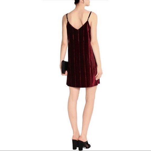Tart Merlot Red Oda Pleated Shift Sleeveless Velvet Dress X-small NWT - Picture 2 of 9