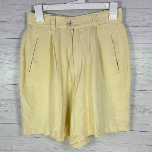 VTG Tommy Bahama size 6 100% silk shorts yellow pleated old money luxury resort - Picture 1 of 5