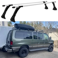 63" Rain Gutter Roof Rack Cross Bar Cargo Carrier For Ford Econoline E350 Van