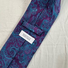 Barneys New York 100 Silk Tie Purple Blue Paisley 59" Italy