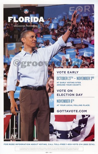 Florida 2012 Vote Early President Barack Obama Official Campaign Print Poster FL