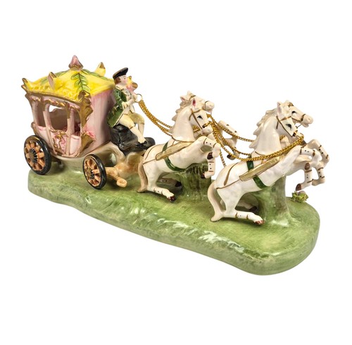 Vtg CAPODIMONTE ITALY Porcelain Cinderella Princess Stagecoach 4 Horse Carriage - Picture 14 of 16