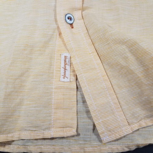 Weatherproof Vintage Mens L Large Short Sleeve Shirt Washable Linen Orange Peach - Picture 7 of 10