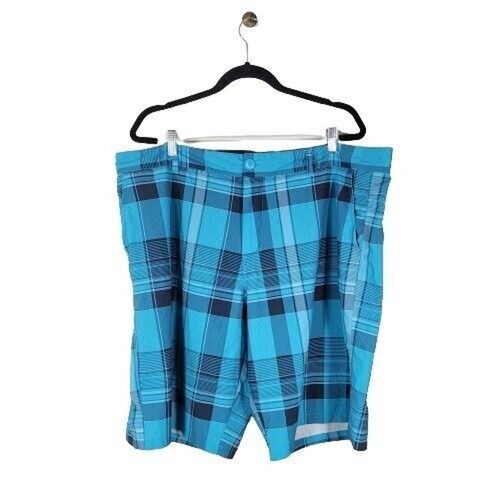 OP Ocean Pacific Mens Boardshorts 42 Blue Plaid 4-Way Stretch Beach Swim Shorts