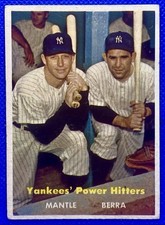 1957 Topps Yankees Power Hitters #407 (Mickey Mantle/Yogi Berra)  VG-VGEX   RC35