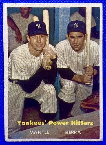 1957 Topps Yankees Power Hitters #407 (Mickey Mantle/Yogi Berra)  VG-VGEX   RC35 - Picture 1 of 2