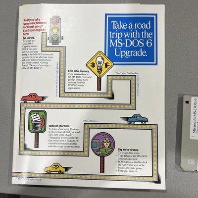 Vintage Microsoft MS-DOS 6 Upgrade 3.5 Floppy Disks (2) + User Guide