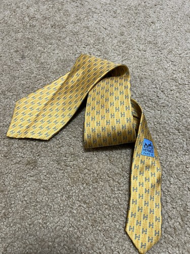 Hermes Paris 5075 PA “H” Logo Print 100 % Silk Tie Cravatta France Made - Bild 8 von 10