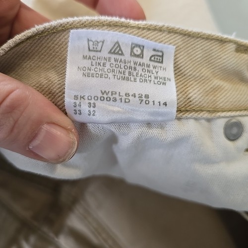 Vintage Lee Riveted Jeans Mens 32x33 Tan Khaki Straight Leg Denim - Picture 11 of 11