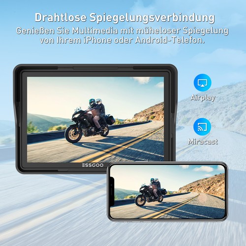 ESSGOO Motorrad GPS Navigation 5 Zoll Display CarPlay Android Auto wasserdicht - Bild 8 von 12