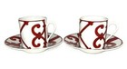 Hermes Guadalquivir Demitasse Cup Saucer Set of 2 P011017P Red White Japan YK994