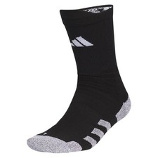 Adidas Adult Black Crew Polyester Cushion Traxion Performance Socks Sz M 6.5-9