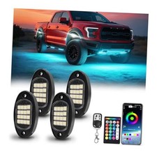 LED Rock Lights for UTV ATV Golf Cart RZR SXS Truck Jeeps Off Road, 4 Pods RGBW