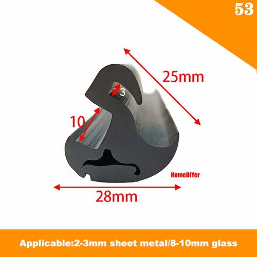 Black Rubber Window Sealing Slots Windscreen Glass Seals Strips Width 8mm-40mm - Picture 59 of 64