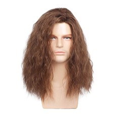 Kaneles Mens Long Brown Wig Mid Length Synthetic Hair for Male Halloween Cosp...