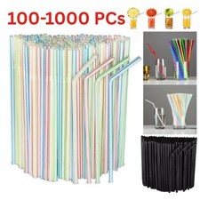 1-1000xStraw Flexible Plastic Bendy Reusable Straw Drinking Drink Birthday Party