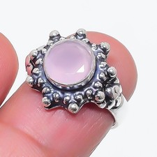 Pink Rose Quartz Gemstone 925 Sterling Silver Jewelry All Size Ring For Gift