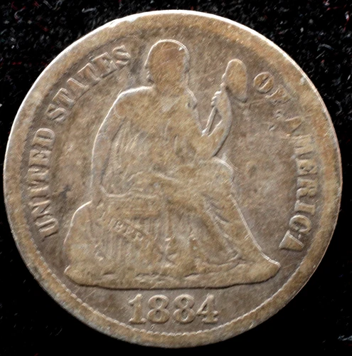 KAPPYSCOINS GH725 1884 VG SEATED LIBERTY SILVER DIME