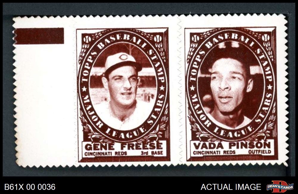 1961 Topps Stamp Panels Gene Freese / Vada Pinson Reds / Reds 5 - EX