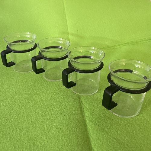4 Bodum Glas Espresso Kaffee Tee Tassen Bistrotassen schwarzer Henkel SCHÖN!