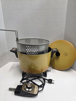 Presto Harvest Gold Yellow 5 Qt Deep Fryer Du Pont Teflon Tested Working RARE
