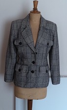 YVES SAINT LAURENT TAILLIERTE KARIERTE BLAZER JACKE GR. 40/42 AUS WOLLE UND SEIDE