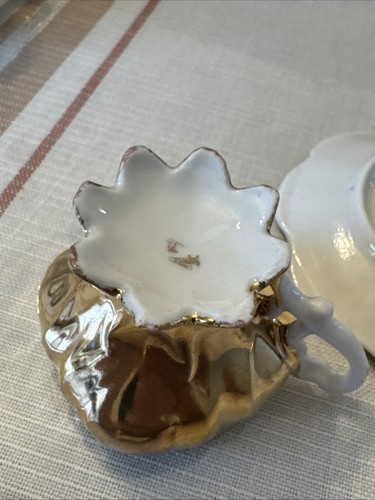 Vintage Porzellan Demitasse Tasse & Gold Vergoldet Fuß Tasse Untertasse Set Lot - Bild 13 von 14