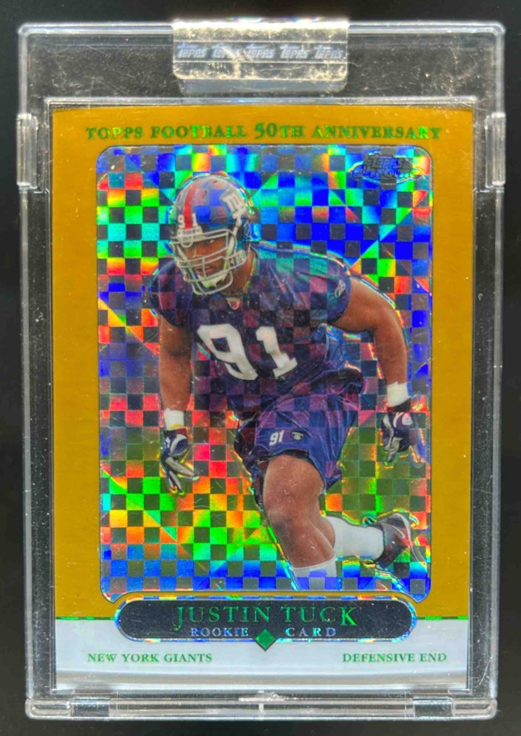2005 Topps Chrome Justin Tuck Gold Xfractors Rookie RC #222/399 Giants
