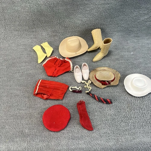 Vintage Ken Doll Clothing Accessories Lot Hat Tie Shorts Squishy Boots