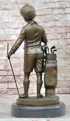 Escultura original de bronce Caddy Boy golfista hecha a mano obra de arte método de cera perdida oferta - Imagen 5 de 10