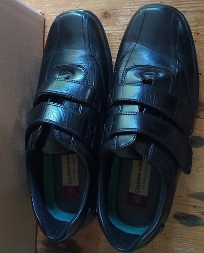 Men's Shoe BLACK Cushion-Walk Lightweight Wide Easy touch-fasten /2-strap SIZE 9 - Picture 2 of 3