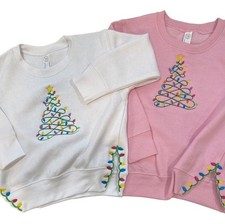 Christmas Tree Lights Sweatshirt with Split Hem Kids and Adult