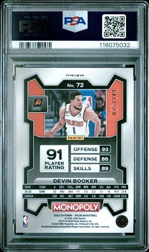 2023-24 PANINI PRIZM MONOPOLY 72 DEVIN BOOKER MARRÓN Prizm PSA 10 - Imagen 2 de 2