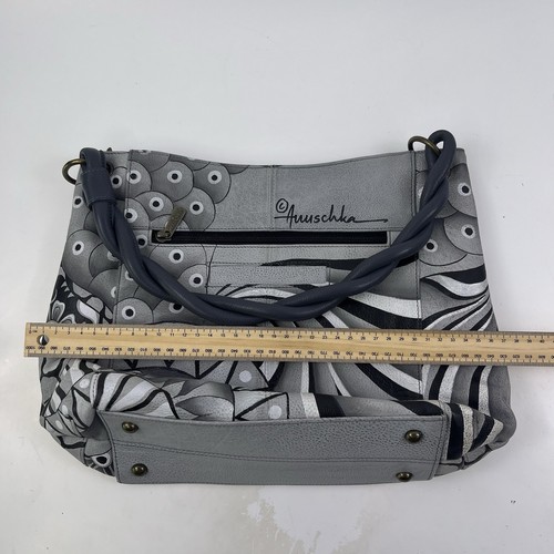 Anuschka Womens Bag Crossbody Shoulder Leather Grey VGUC - Picture 17 of 18