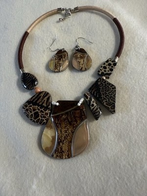 Expressions Safari Statement Necklace + Matching 2''L Earrings