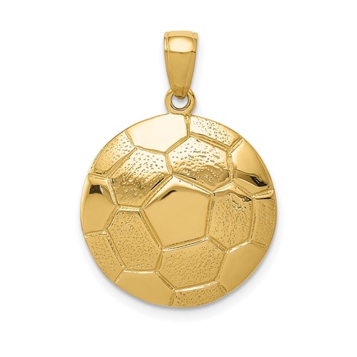 14k Gelbgold Fußball Anhänger Unisex Sechseck Design Sport Charm