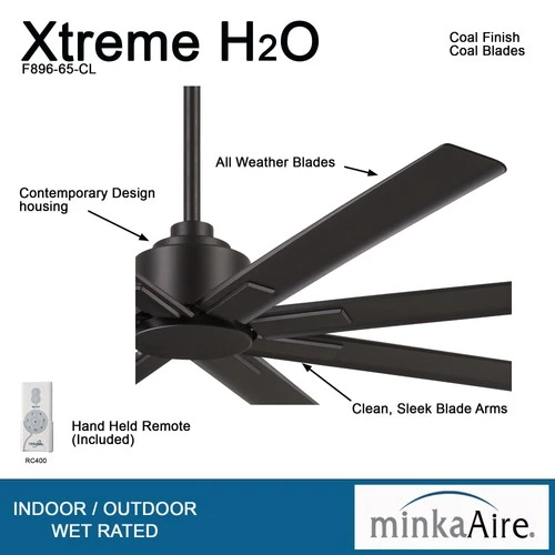 Minka Aire Xtreme H2O 65"  - Coal 8-Blade Remote Control - Picture 7 of 7