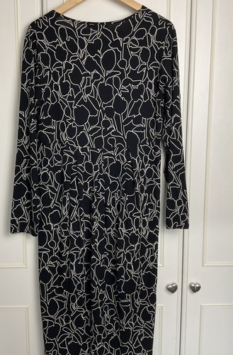 Masai Damen Midi Jersey Kleid Gr. XL schwarz geblümt dehnbar Fit & Flare - Bild 9 von 10