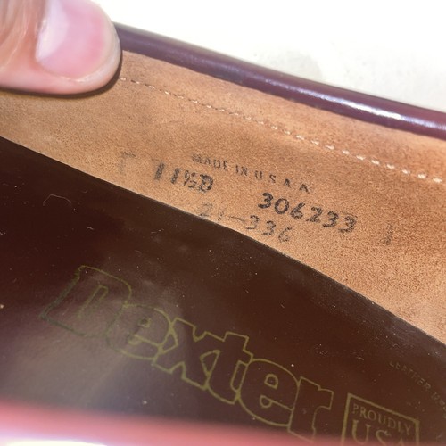 DEXTER Men's Shoes Penny Loafers Burgundy Leather Pinch Toe Slip On Size 11.5 D - Picture 6 of 7
