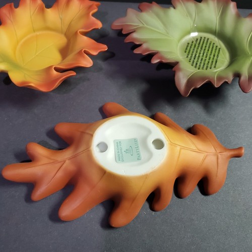 Partylite Flüsternde Blätter geformt Teelit Trio Windlicht Herbst Herbst Farben - Bild 3 von 8