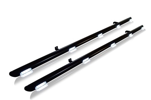 Black Stainless Side Bars + White LEDs + Down Lights For Fiat Talento SWB 2016+ - Picture 1 of 6